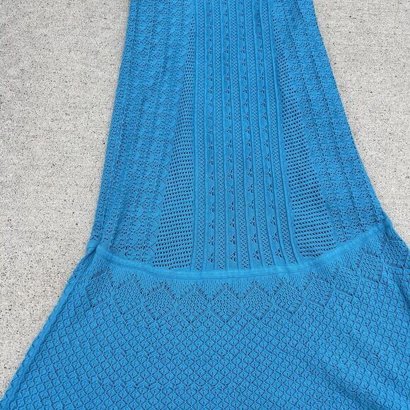 House of Harlow 1960 Blue Crochet Knit Maxi Dress Spaghetti Straps NWT LARGE - Picture 6 of 8